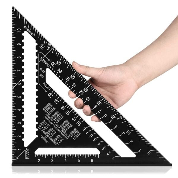 Aluminum 12-inch Rafter Square Carpenter Measuring Layout Tool Alloy Metal Triangle Ruler Protractor for Woodworking