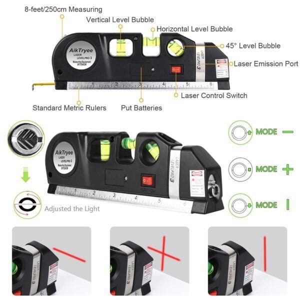 Laser Level Tool, Multipurpose Laser Level Kit Standard Cross Line - Image 2