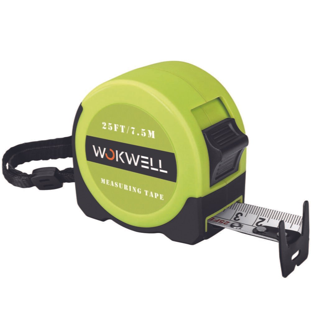 Tape Measure with Fractions, Multi-Catch Hook Heavy Duty Green Compact Case for Construction, Carpenter, Professionals